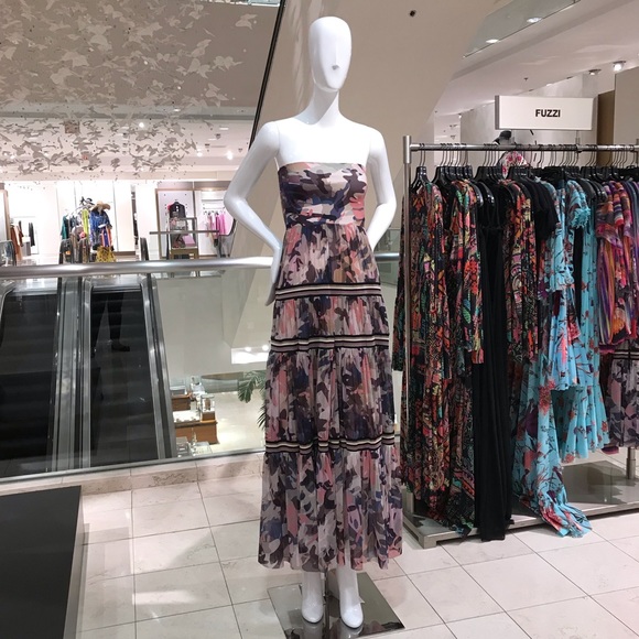 Fuzzi Camouflage Tiered Skirt Strapless Dress - Picture 4 of 4